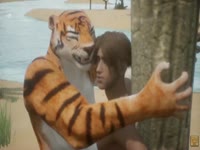 Wild beast sex movie features guy getting cock sucked by tiger before licking animal pussy